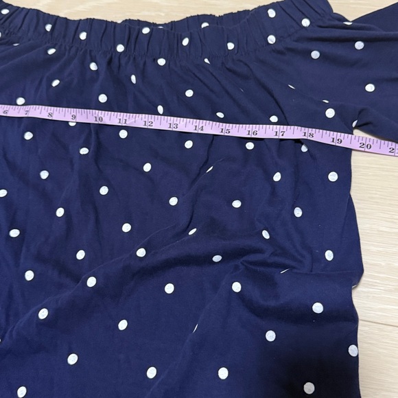 3/$10 Divided Off-the-shoulder Navy and White Polka Dot Mini Dress - Picture 5 of 7